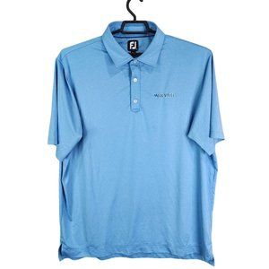 Mens Light Blue Footjoy Polo Shirt Mill Steel Logo Polyester & Spandex Size 2XL